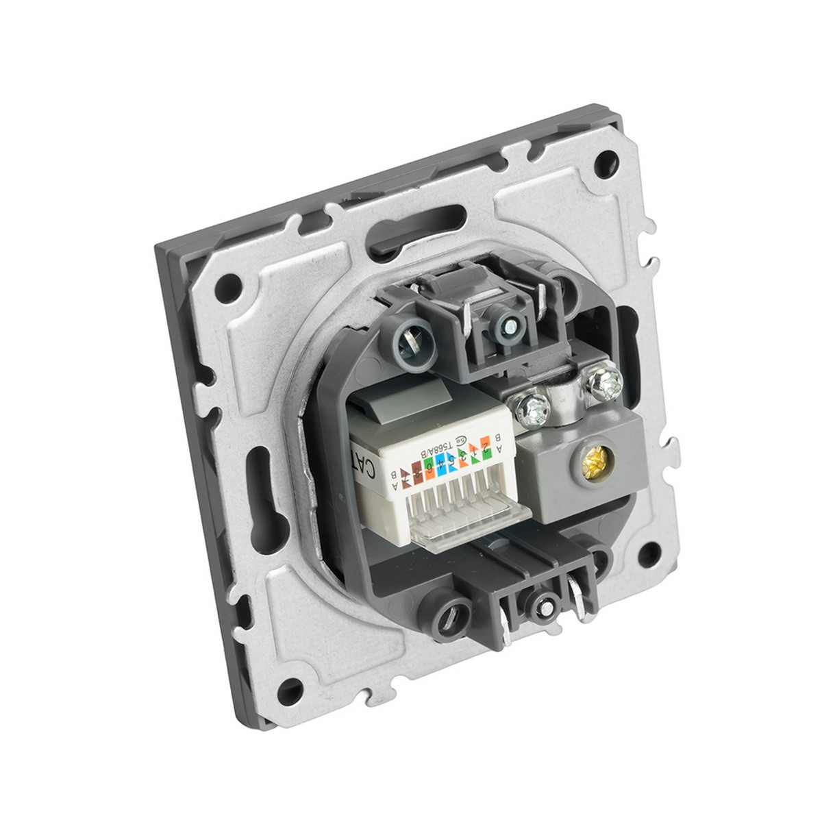 Эмили - Розетки и выключатели Stekker Розетка TV + компьютерная RJ-45 STEKKER Эмили RST00-5106-10 платиново-серый soft touch 49950