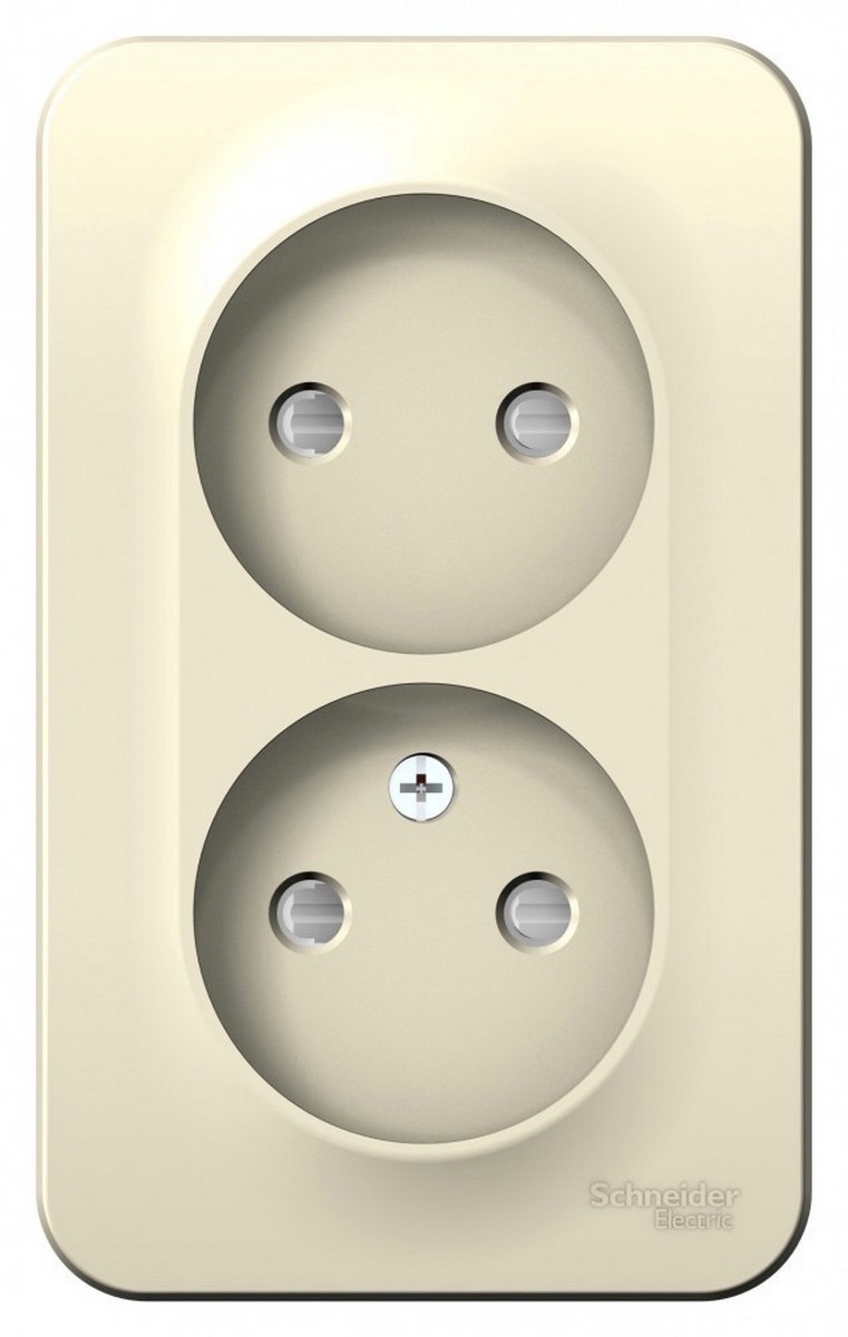 Blanca молочные розетки и выключатели Розетка SE Blanca 2-ая Молочная наружный б/з со шторками изолир. пластина BLNRA001212