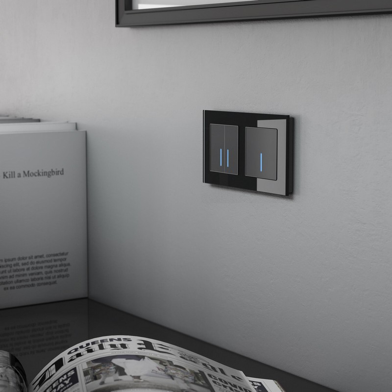 Werkel Черный матовый механизмы Сенсорный Выключатель Werkel одноклавишный с подсветкой 1000 Вт (черный) W4510008