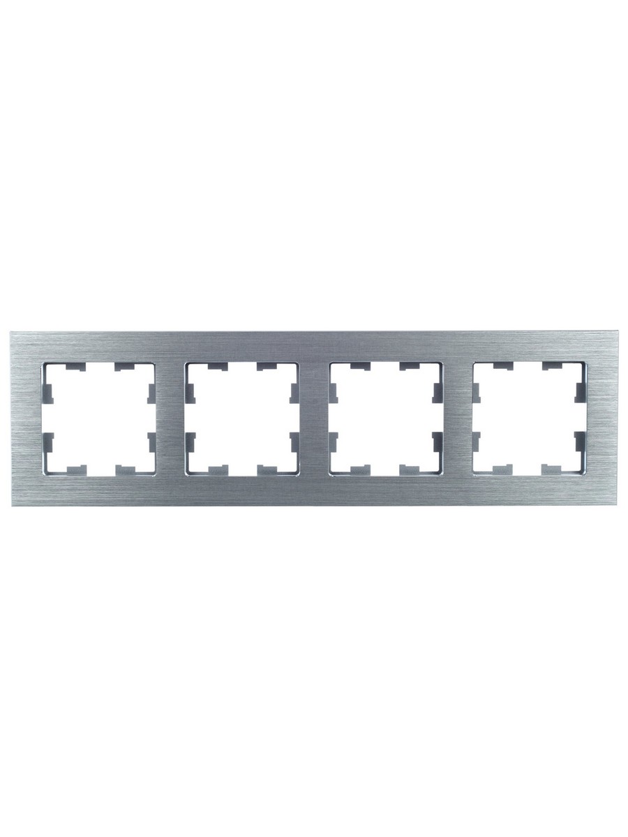 Рамка IEK BRITE 4-местная РУ-4-1-БрА металл алюминий BR-M42-M-K47