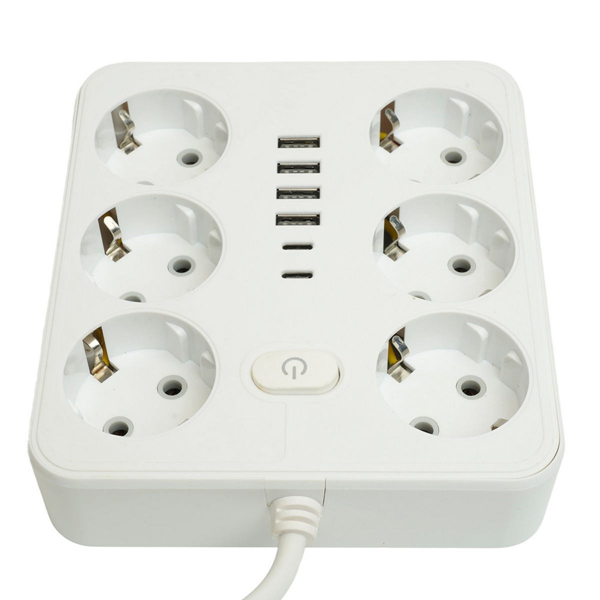 Колодки и удлинители, тройники Удлинитель STEKKER HM09-66-02 6-местный c/з 3x1 мм2 1,8 м 4USB+2Type-C 2,4А Home белый 49975 