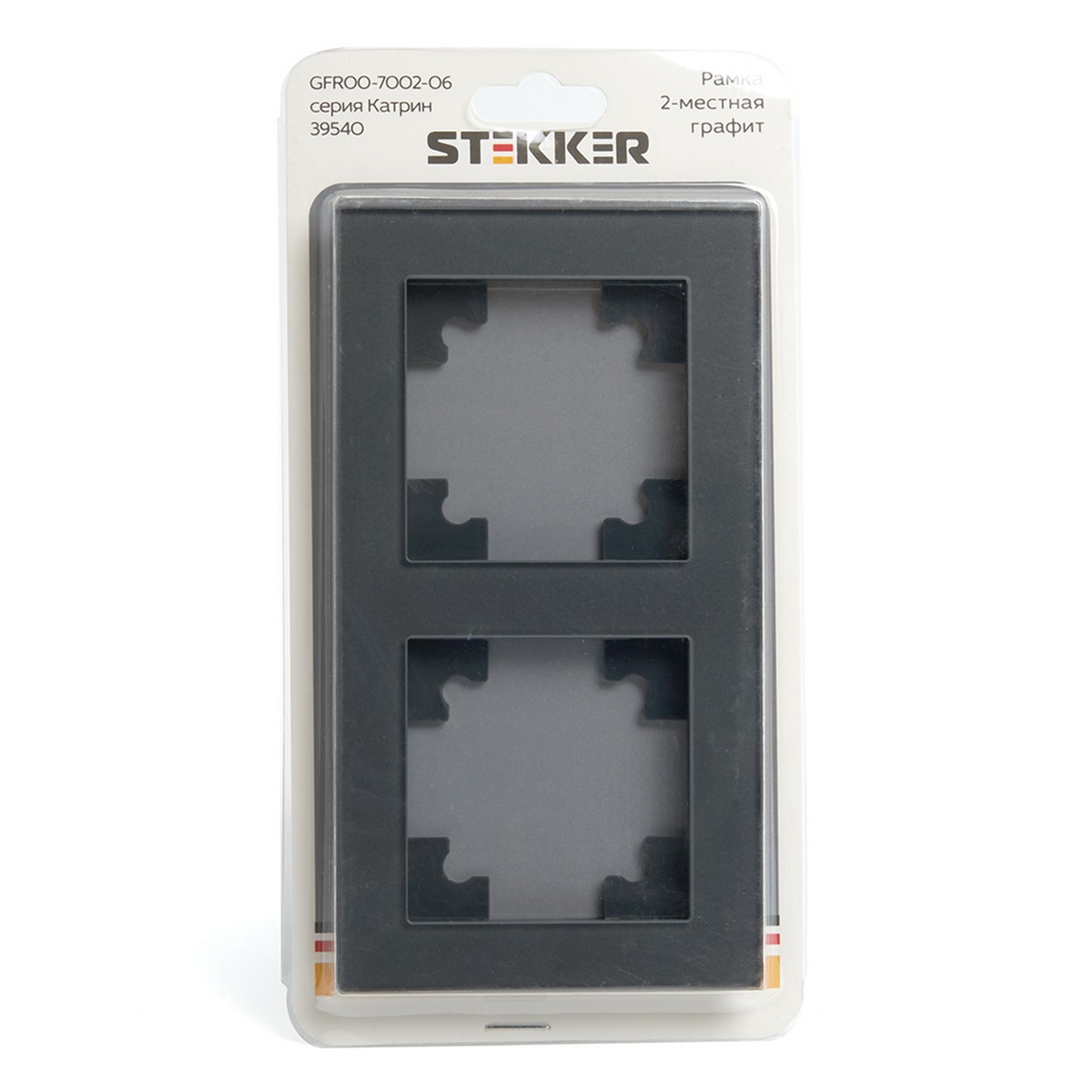 Катрин - Розетки и выключатели Stekker Рамка 2-местная стекло STEKKER GFR00-7002-06  серия Катрин графит 39540