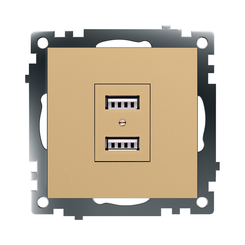 Розетка USB 2-местная STEKKER GLS10-7115-08 250B 21А Катрин золото 49229