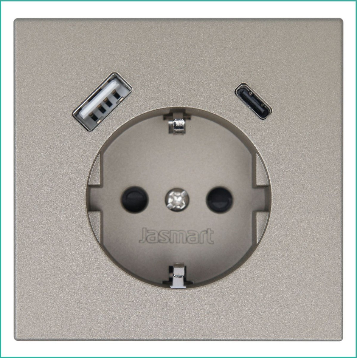 Розетка JASMART FD SCHUKO с USB A+C с защитными шторками 25W Бронза 5501USB-25BR