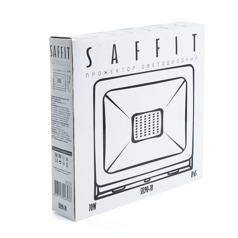 Прожекторы светодиодные Светодиодный прожектор Saffit SFL90-70 IP65 70W 6400K черный 55176 