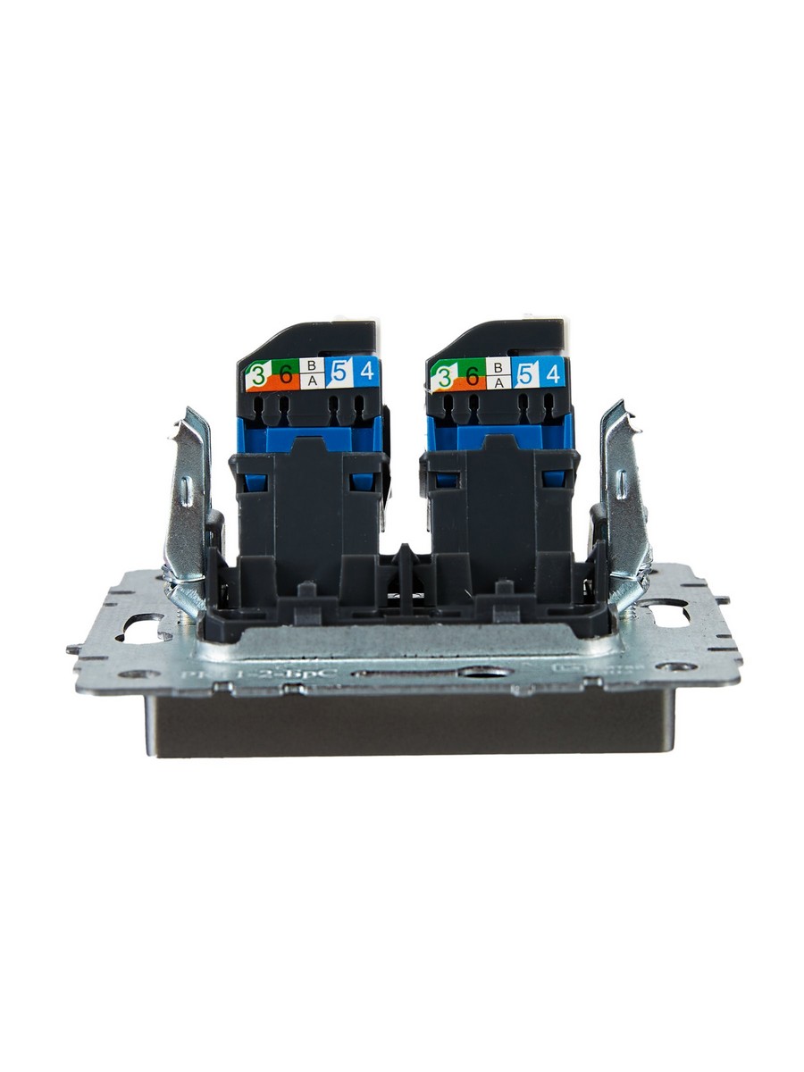 Розетка компьютерная IEK BRITE BASE Сталь 2-ая RJ45 кат.6 РК11-2-БрС BR-K20-2-K46