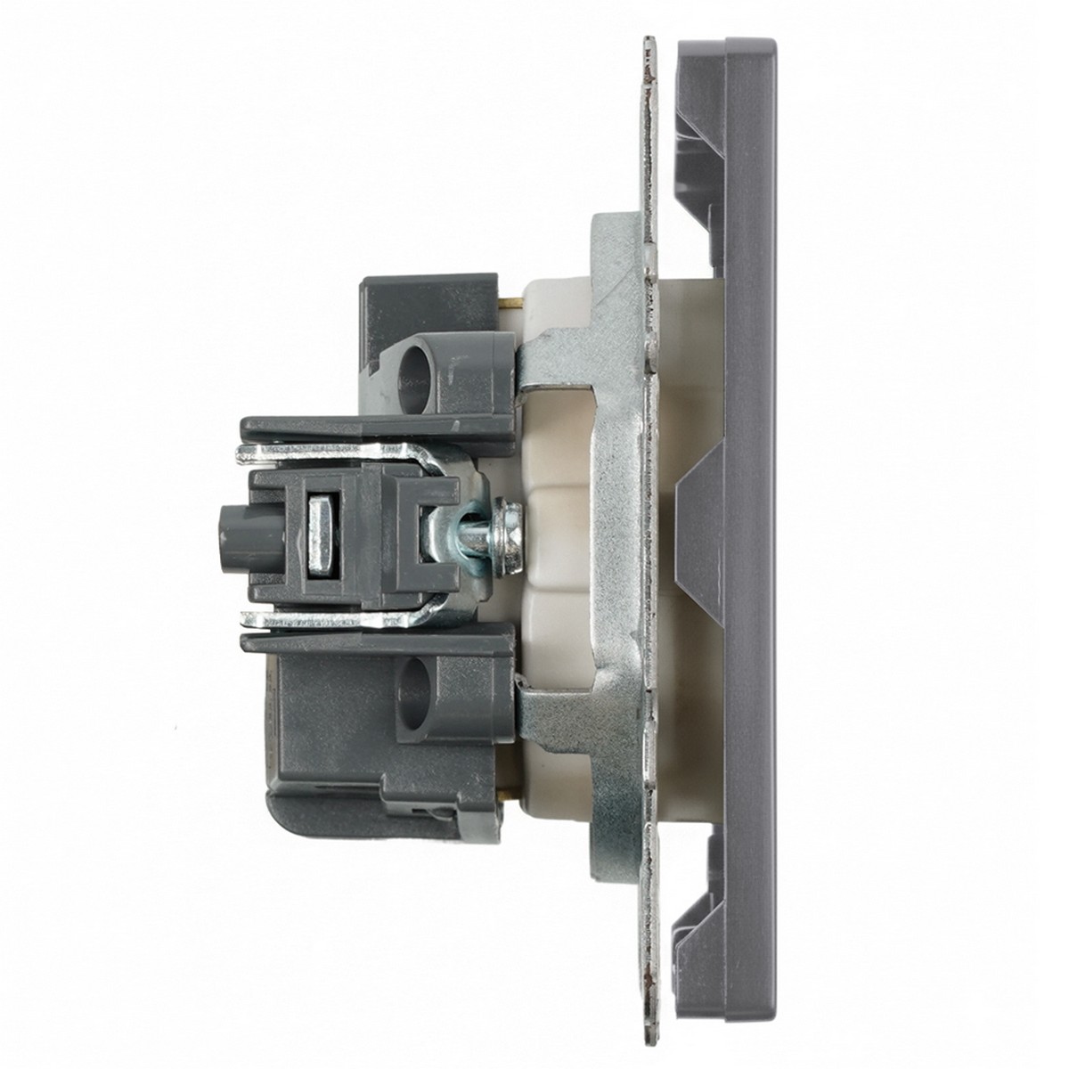 Эмили - Розетки и выключатели Stekker Розетка 1-местная с з/ш, с/з STEKKER Эмили RST16-5110-10ZK платиново-серый soft touch 50243