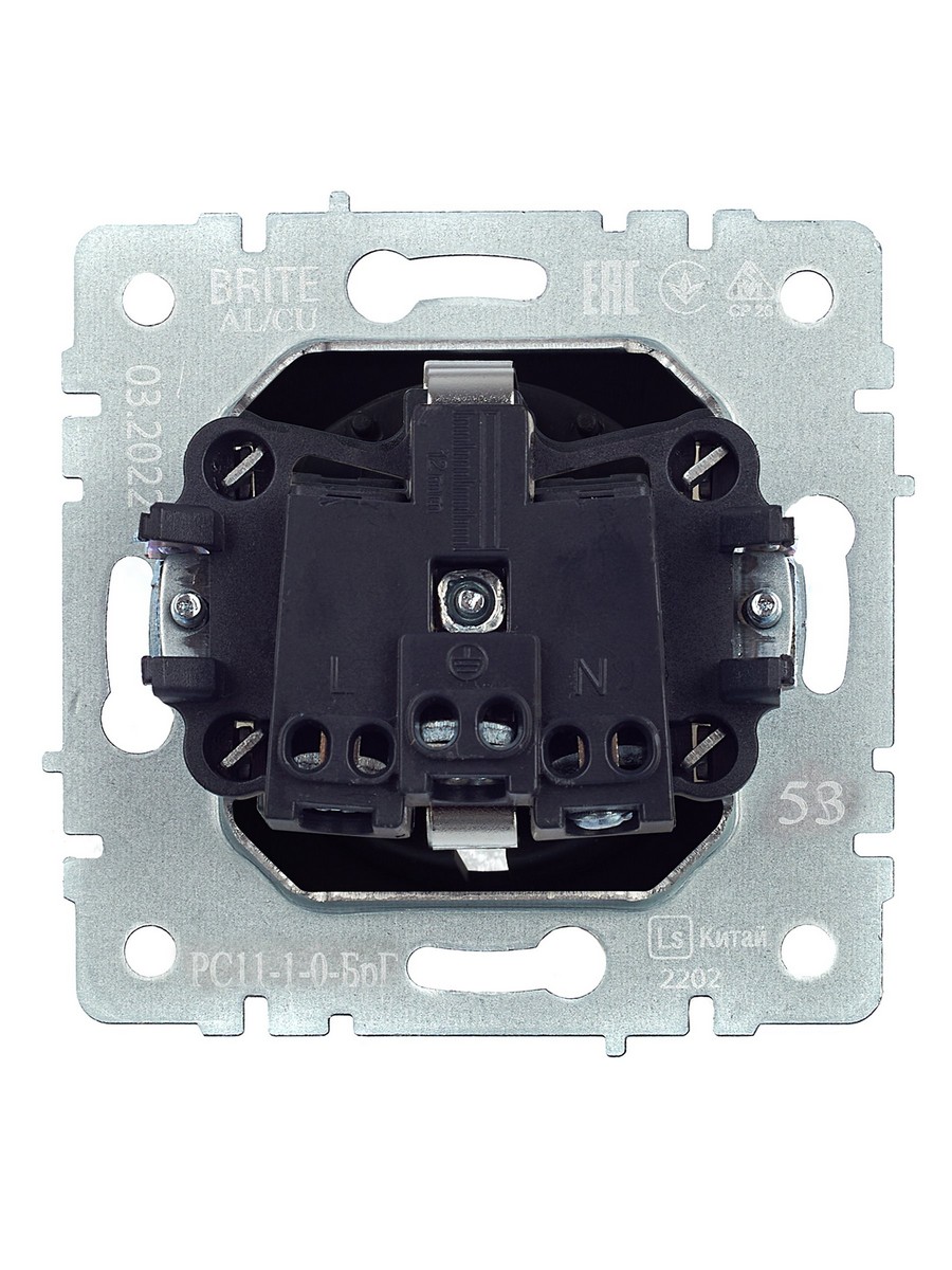 IEK Brite Графит Розетка IEK BRITE с/з без шторок 16А РС11-1-0-БрГ графит BR-R11-16-K53