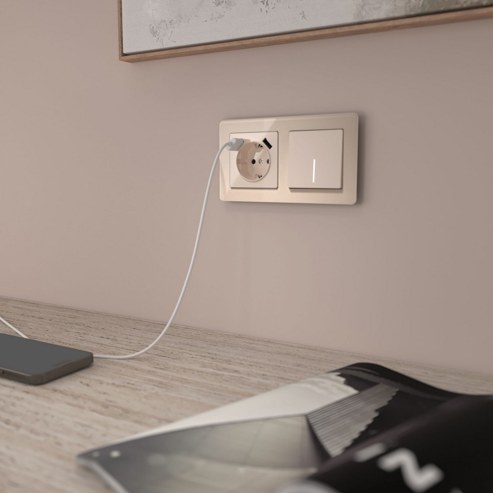 Werkel айвори акрил Выключатель Werkel одноклавишный с подсветкой (айвори акрил) W11101430