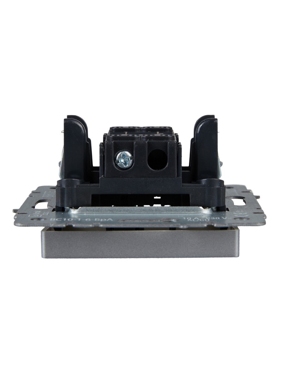 Выключатель IEK BRITE 1-клавишный проходной 10А ВС10-1-6-БрА алюминий BR-V12-0-10-K47