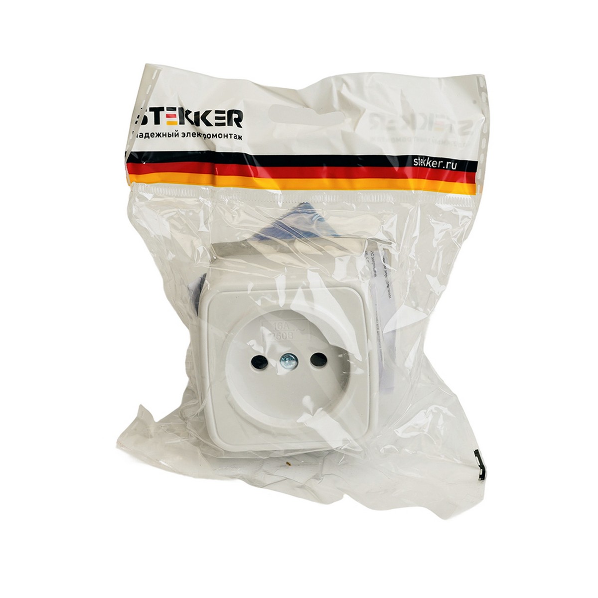 Накладные розетки и выключатели Stekker Розетка накладная STEKKER PST10-501-20 1-местная б/з Basic белый 50074
