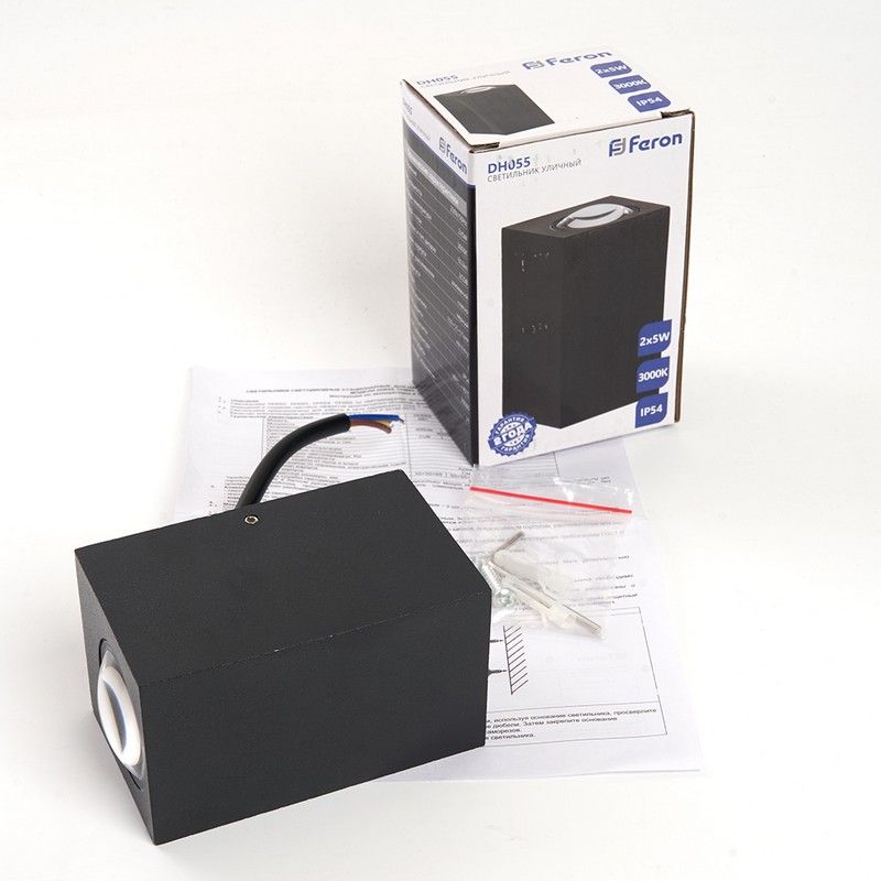 Уличные настенные светильники Светильник уличный светодиодный Feron DH055 2*5W 800Lm 3000K черный 48487 