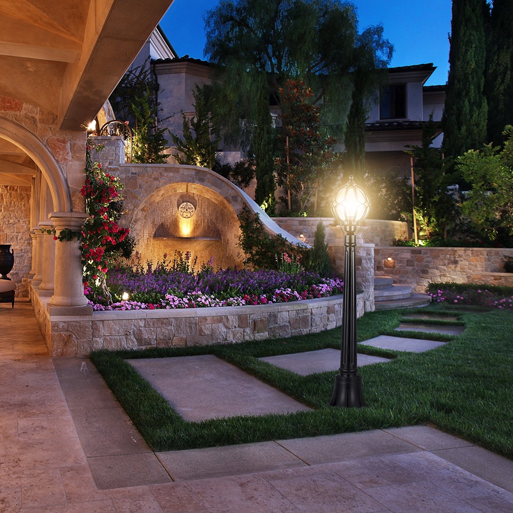 Уличные светильники столб Светильник садово-парковый Feron PL3706 круглый столб  60W 230V E27 черный золото 11374 