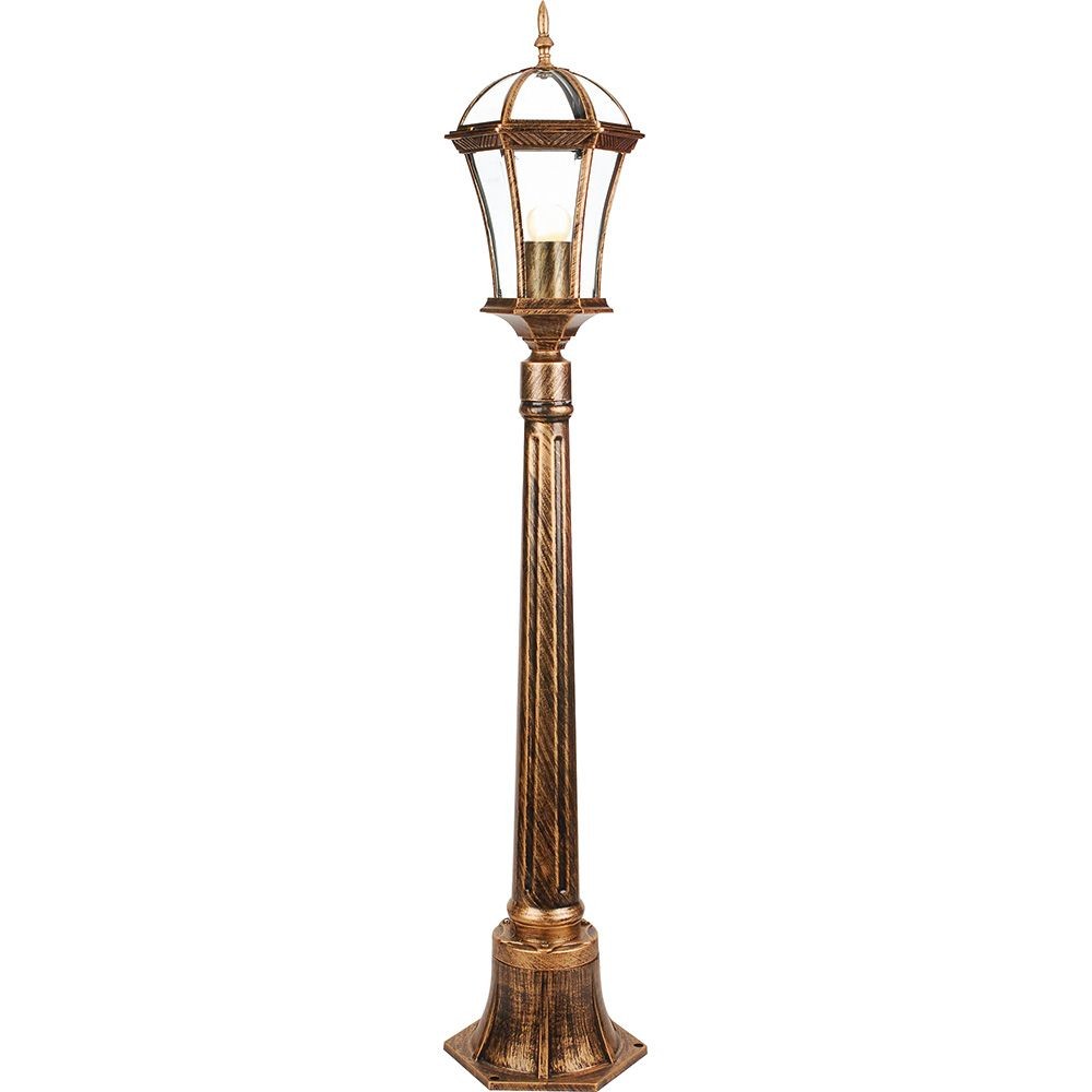 Уличные светильники столб Светильник садово-парковый Feron PL626 столб 60W 230V E27 205*180*1050мм черное золото 11619 
