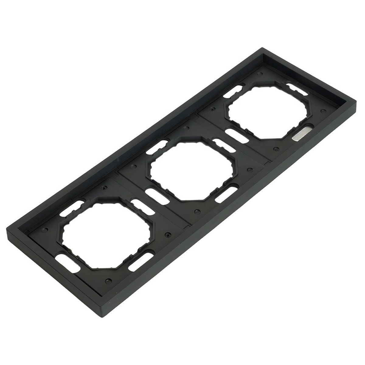 Эмили - Розетки и выключатели Stekker Рамка 3-ая STEKKER Эмили PFR00-5003-05 черный уголь soft touch 49860