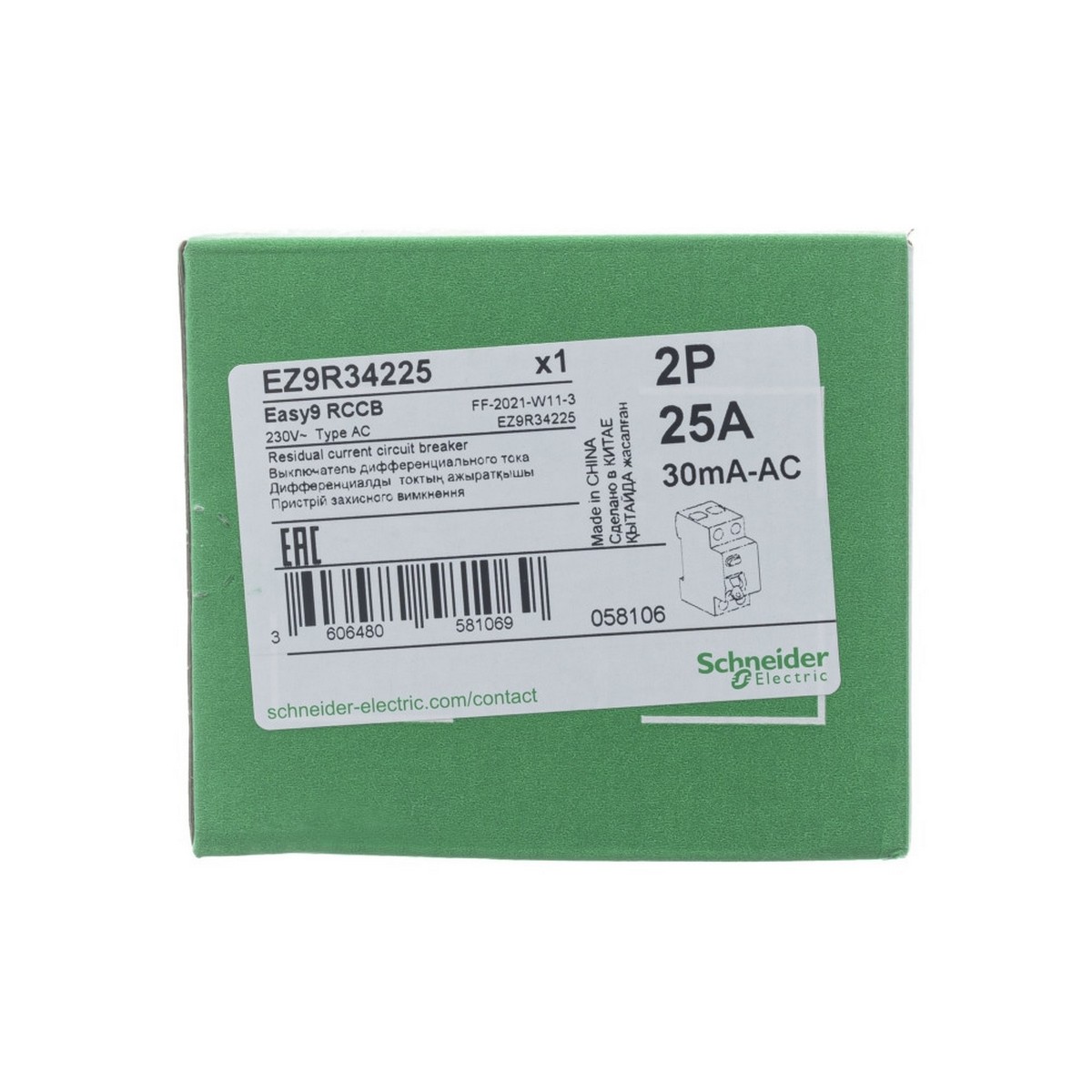 Systeme Electric УЗО SCHNEIDER ELECTRIC EASY 9 2P 25A 30mA AC EZ9R34225 