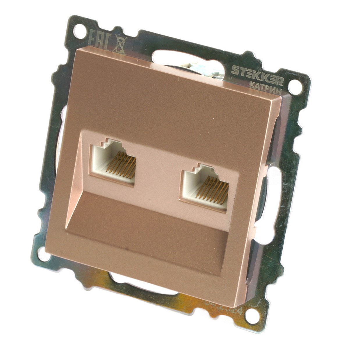 Катрин - Розетки и выключатели Stekker Розетка компьютерная 2-местная RJ-45 STEKKER GLS00-7109-02 Катрин шампань 50004
