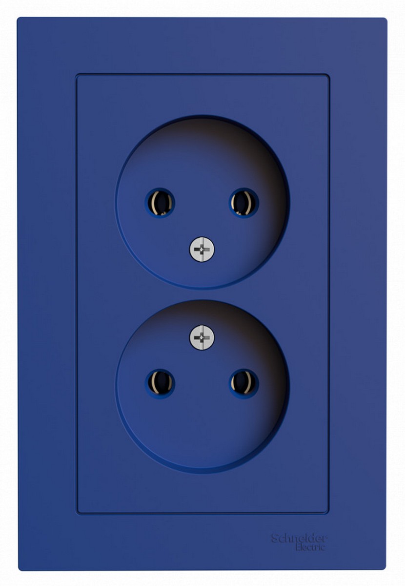 AtlasDesign Аквамарин Розетка Systeme Electric AtlasDesign Аквамарин двойная б/з16А в сборе ATN001120