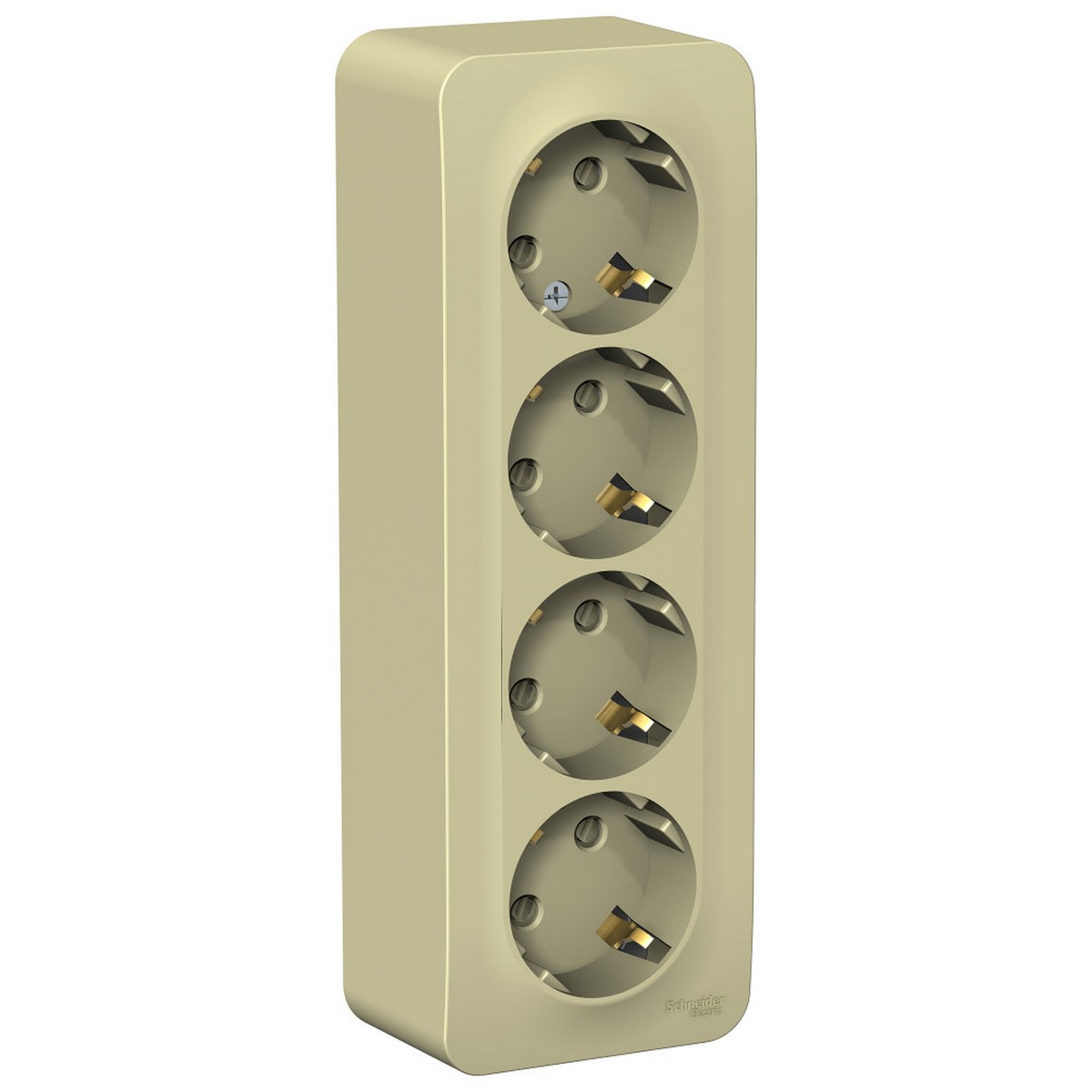 Blanca бежевые розетки и выключатели Розетка SE Blanca 4-ая Бежевый наружный с/з со шторками изолир. пластина BLNRA011417