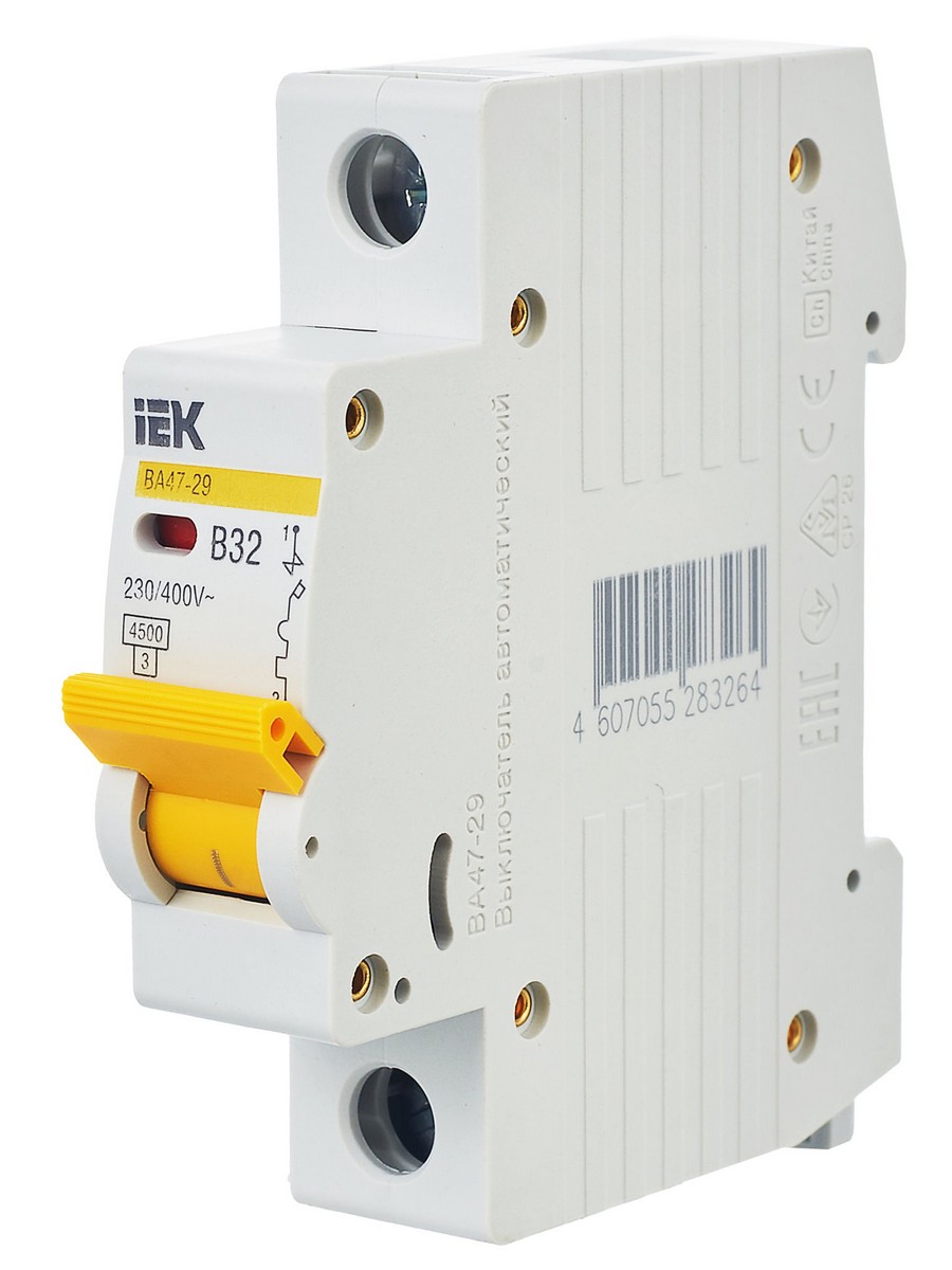 1 полюсные (однополюсные) Автоматический выключатель IEK KARAT ВА47-29 1Р 32А 4,5кА х-ка В MVA20-1-032-B 