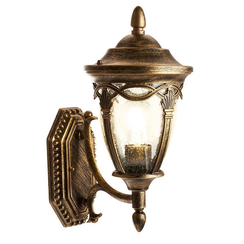 Уличные настенные светильники Светильник садово-парковый Feron PL682 на стену вверх 60W 230V E27 черное золото 11693 