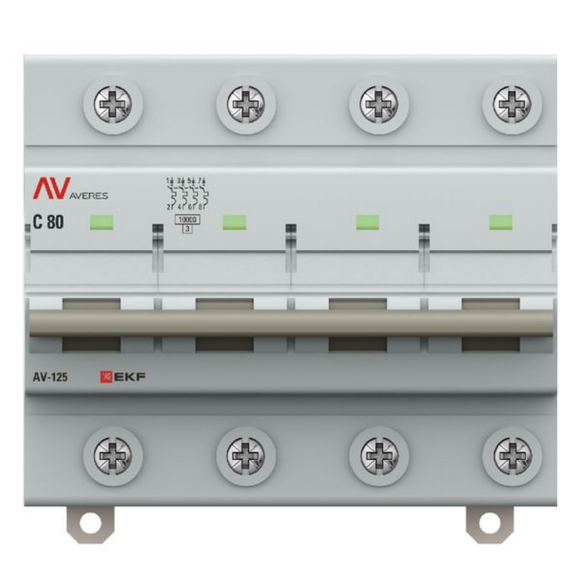 Автоматический выключатель EKF AV-125 4P 80A (C) 10kA AVERES mcb125-4-80C-av