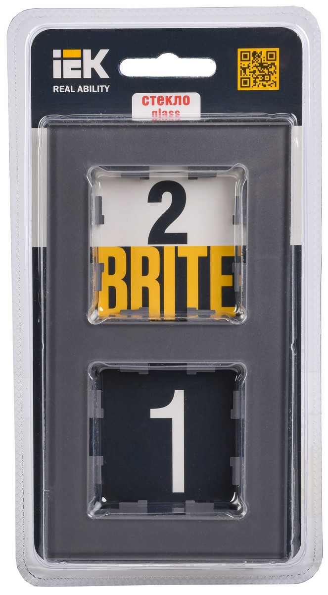 IEK Brite Рамки Рамка IEK BRITE 2-местная РУ-2-2-БрСе стекло серый BR-M22-G-K03