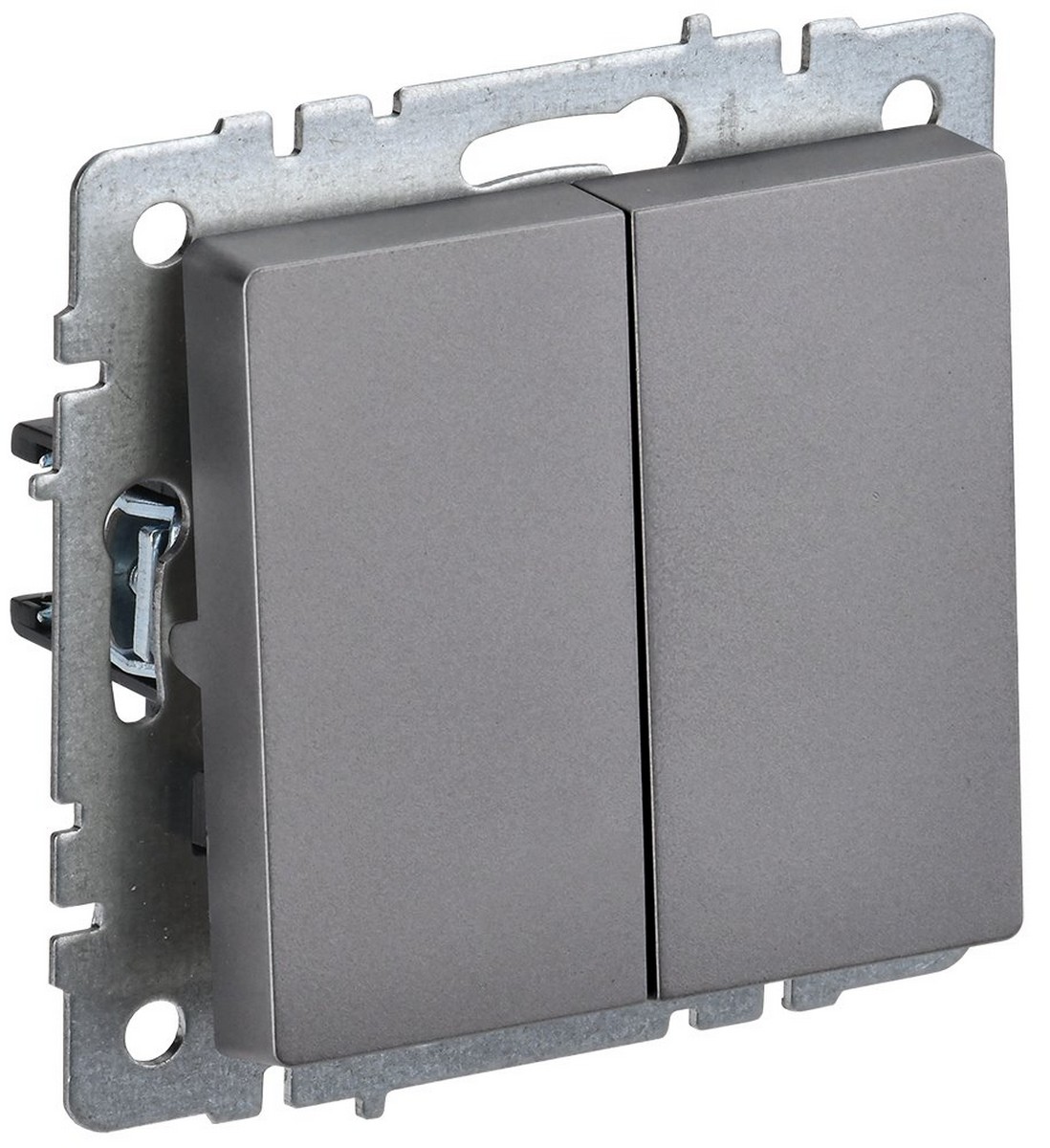 IEK Brite Сталь Выключатель IEK BRITE 2-клавишный 10А ВС10-2-0-БрС сталь BR-V20-0-10-K46