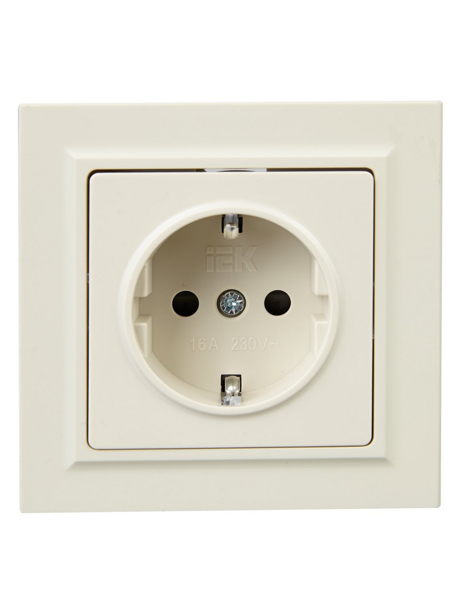 Розетка IEK BRITE Бежевый с з/к/ш 16А в сборе РСР14-1-0-БрКр BR-R14-16-K10-F