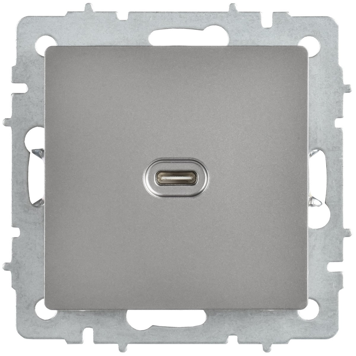 Розетка USB IEK BRITE C 65Вт высокоскор. зар. РЮ12-1-БрС сталь