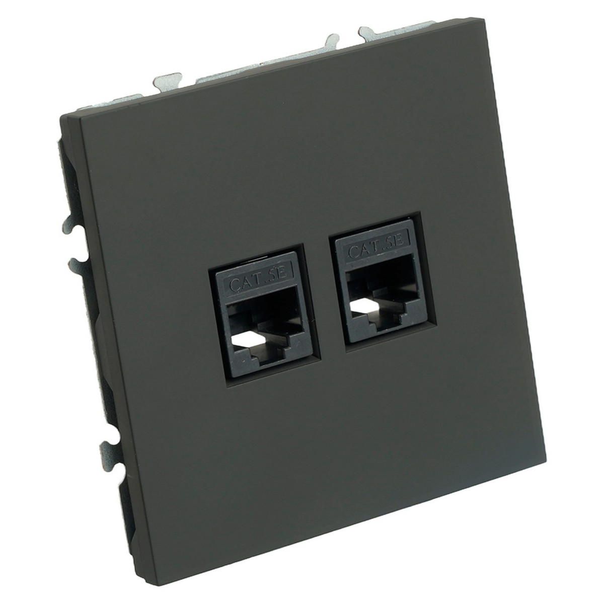 Эмили - Розетки и выключатели Stekker Розетка компьютерная 2-ая RJ-45 STEKKER Эмили RST00-5111-05 черный уголь soft touch 49848