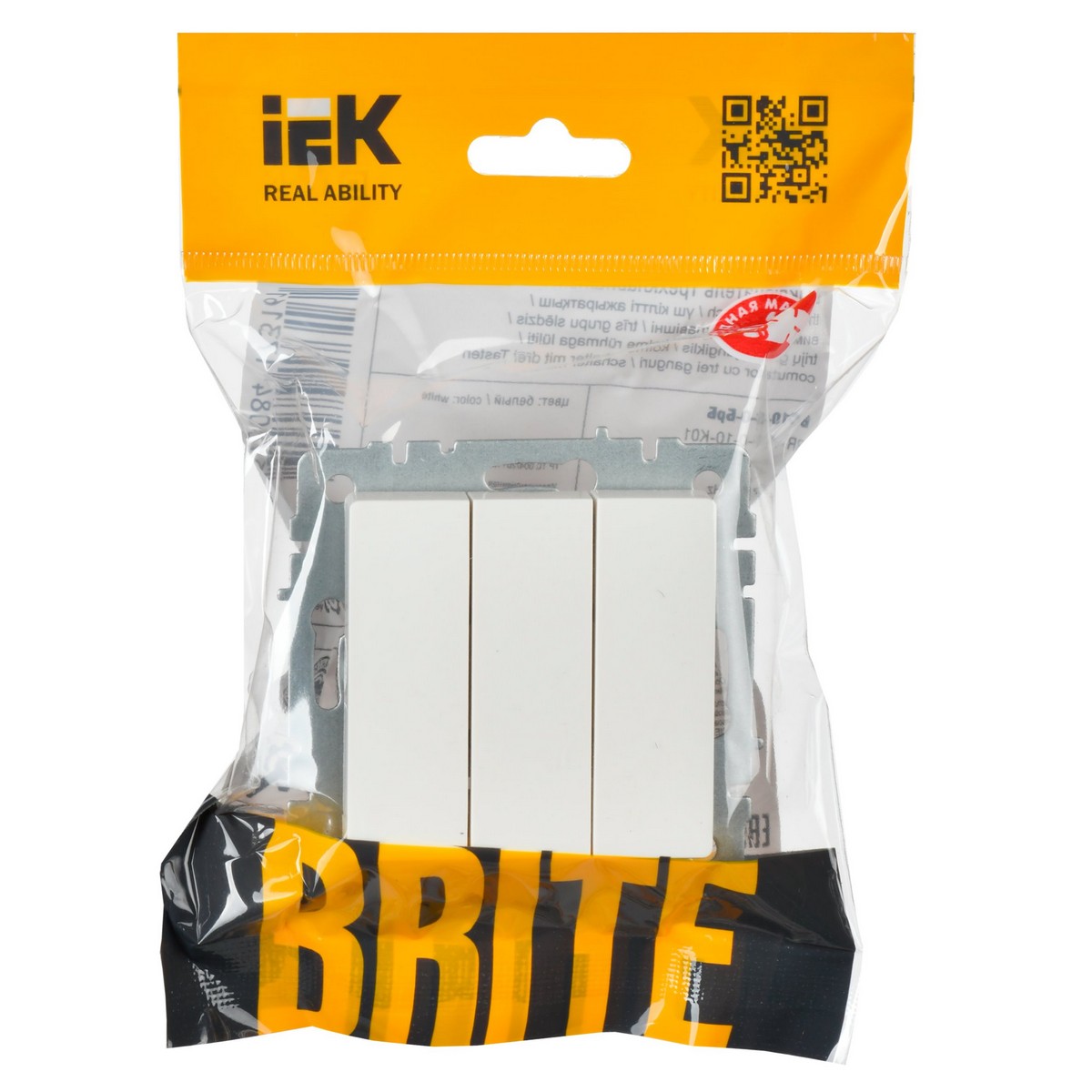 Выключатель IEK BRITE 3-клавишный 10А ВС10-3-0-БрБ белый BR-V30-0-10-K01