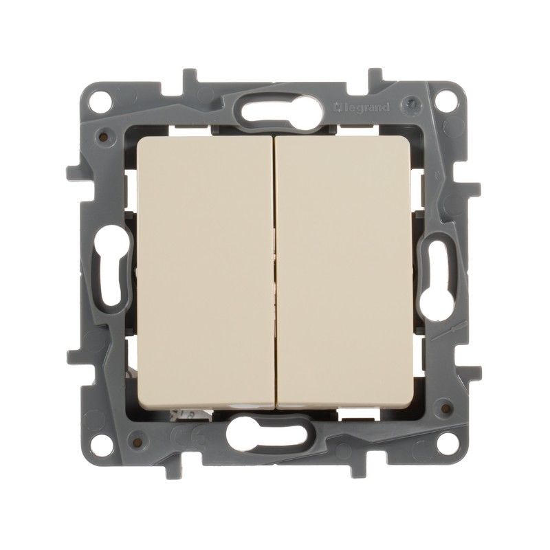 Legrand Etika Слоновая кость Выключатель Legrand Etika слоновая кость 2-х клавишный, 10А, винт. клем. 672302