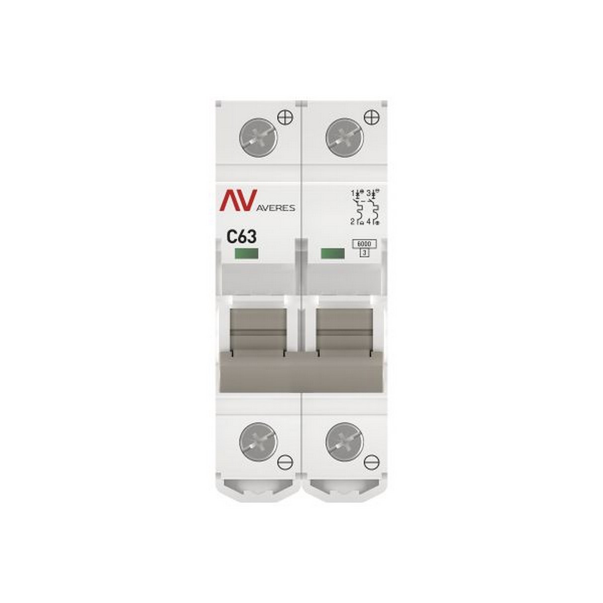 Автоматический выключатель EKF AVERES AV-6 DC 2P 63A (C) 6kA mcb6-DC-2-63C-av