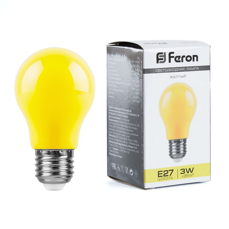Лампа светодиодная Feron LB-375 E27 3W желтая 25921