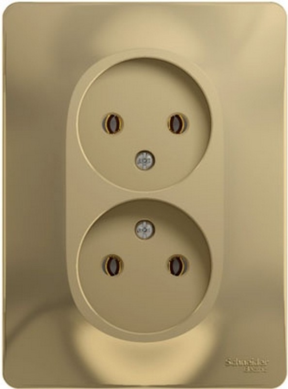 Розетка Systeme Electric Glossa Титан 2-я без заземления (в сборе с рамкой) GSL000420