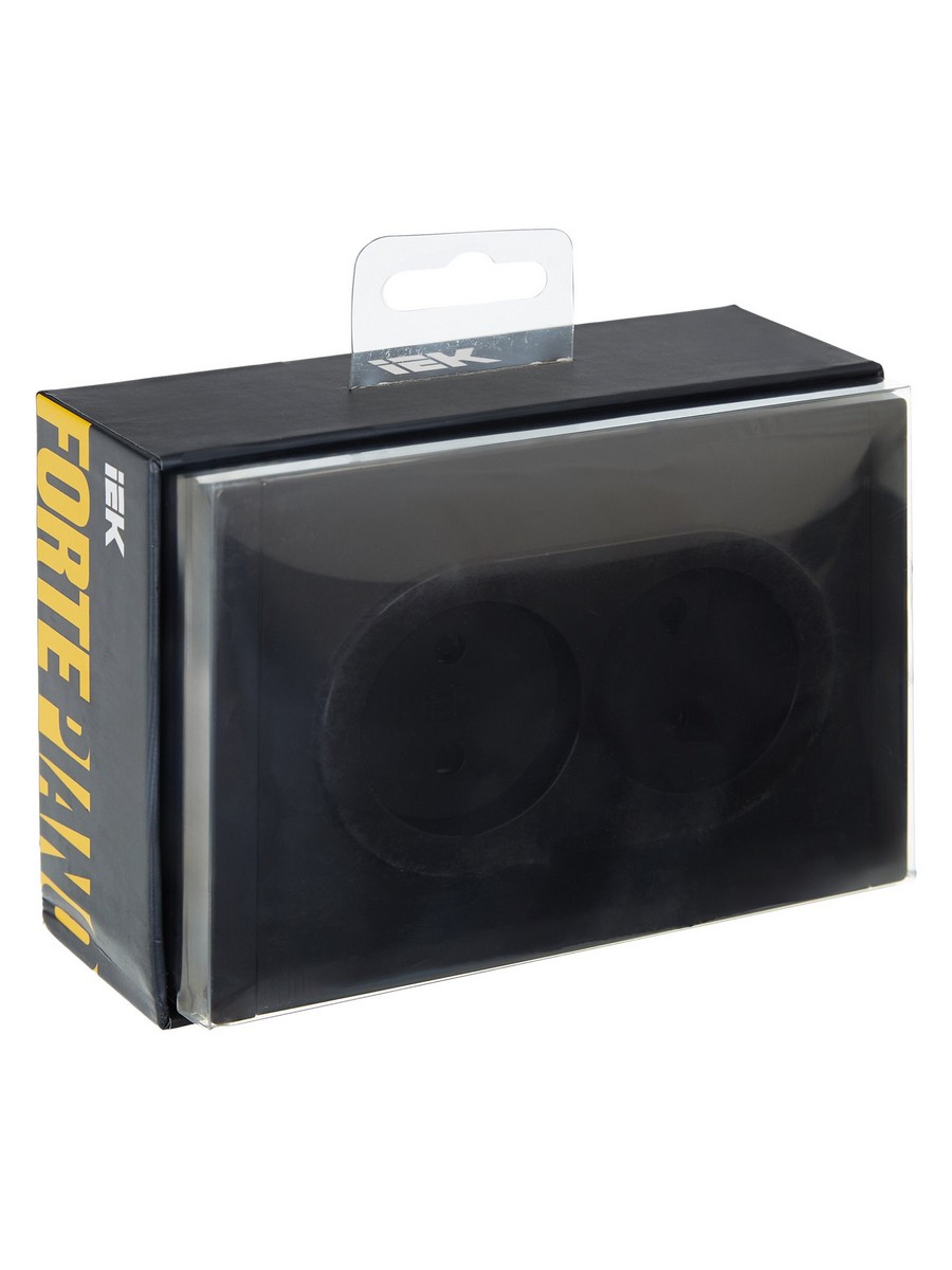 IEK FORTE&PIANO Черный Розетка IEK FORTE&PIANO Черный 2-я б/з со шт безвинтовое крепление10А FP125