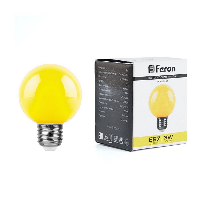 Лампа светодиодная Feron LB-371 E27 3W желтая 25904