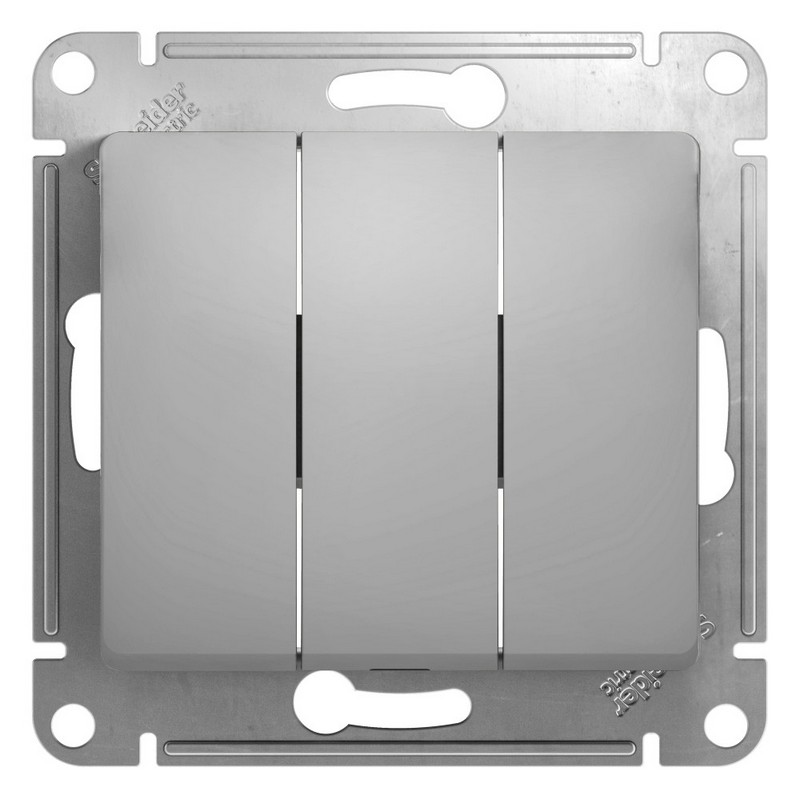 Выключатель Systeme Electric Glossa Алюминий 3-клавишный, сх.3 GSL000331