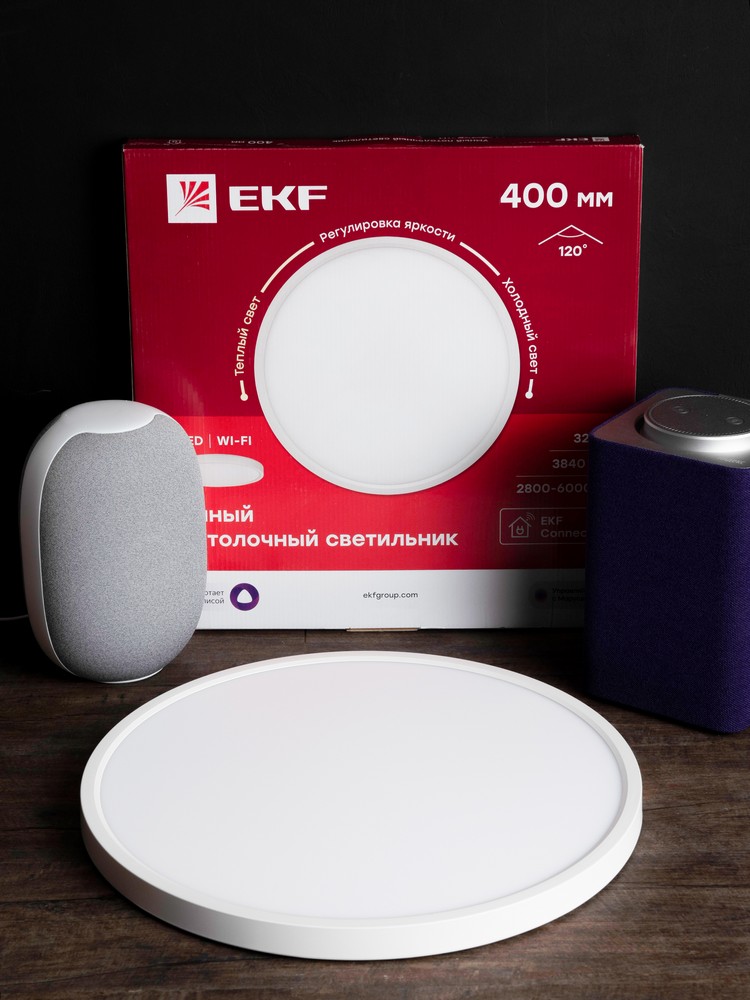 Умный потолочный светильник EKF Connect 400 мм 32W sclwf-400-cct