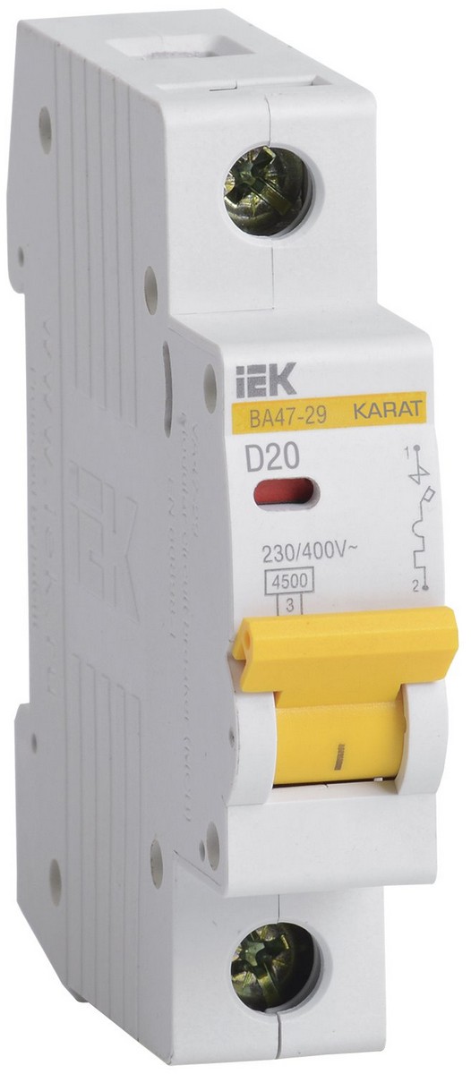 Автоматический выключатель IEK KARAT ВА47-29 1Р 20А 4.5кА х-ка D MVA20-1-020-D