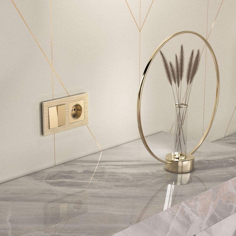 Werkel Шампань механизмы Выключатель Werkel двухклавишный  проходной (шампань) W1122011