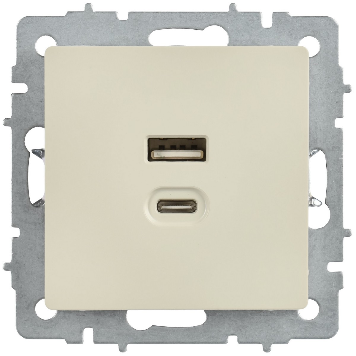 Розетка USB IEK BRITE A+C 45Вт высокоск. зар. РЮ11-2-БрКр бежевый