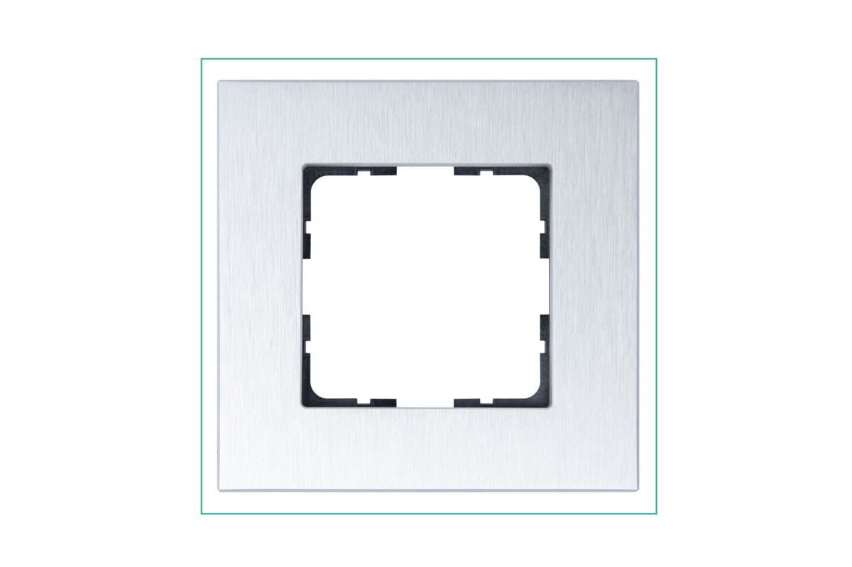 JASMART G - розетки и выключатели Рамка JASMART 1-постовая алюминий METAL G1001AS