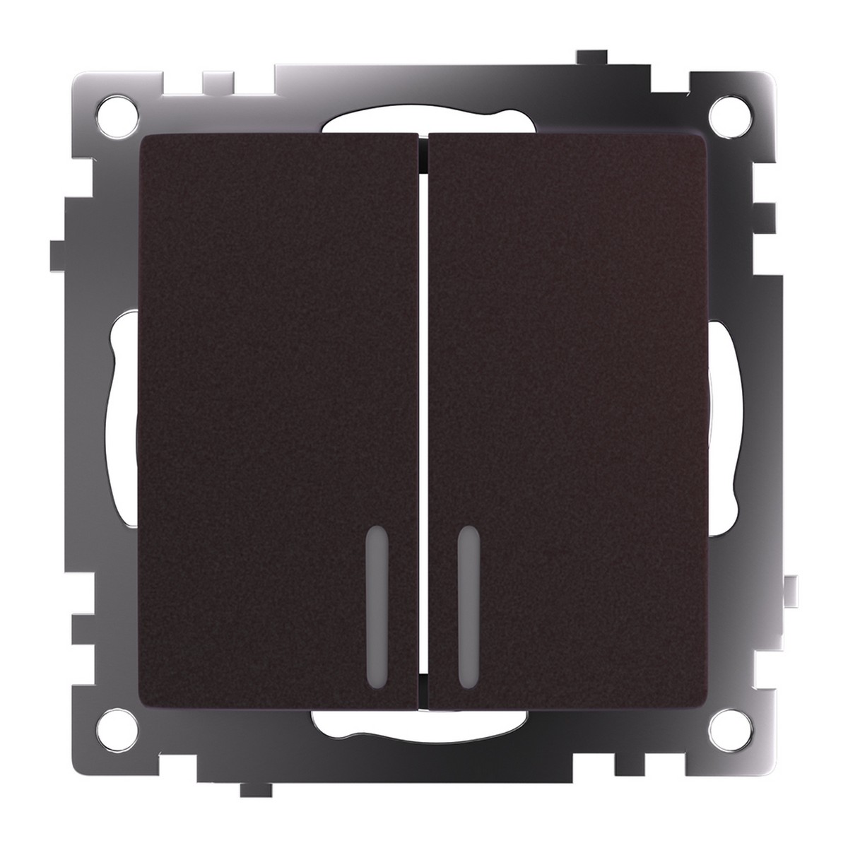 Катрин - Розетки и выключатели Stekker Выключатель 2-клавишный c индикатором STEKKER GLS10-7102-04 10А Катрин шоколад 49021