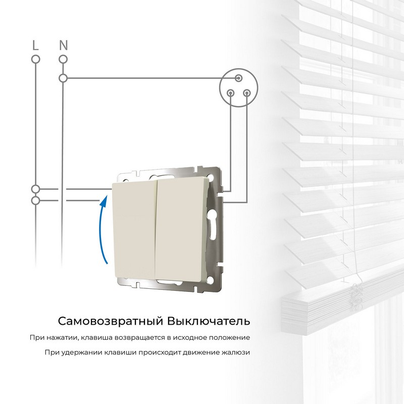 Выключатель Werkel двухклавишный с самовозвратом (слоновая кость) W1122403