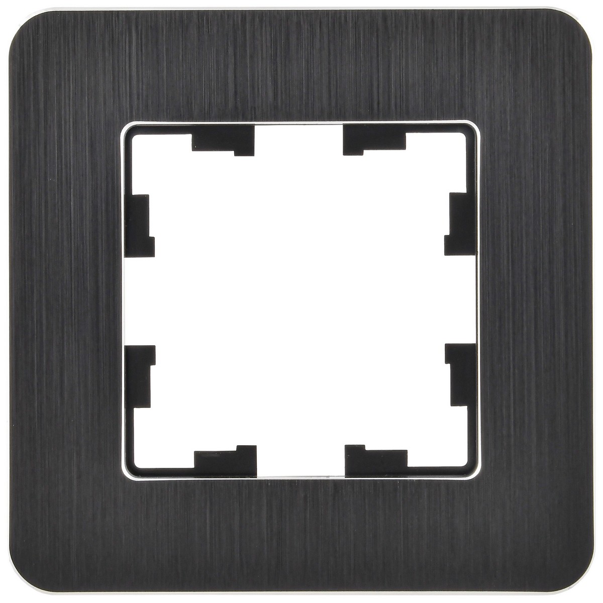 IEK Brite Рамки Рамка IEK BRITE DECOR Черный/алюм металл. скругл.угол 1-м РУ-1-1-Бр RE AL BR-M12-M-21-K02