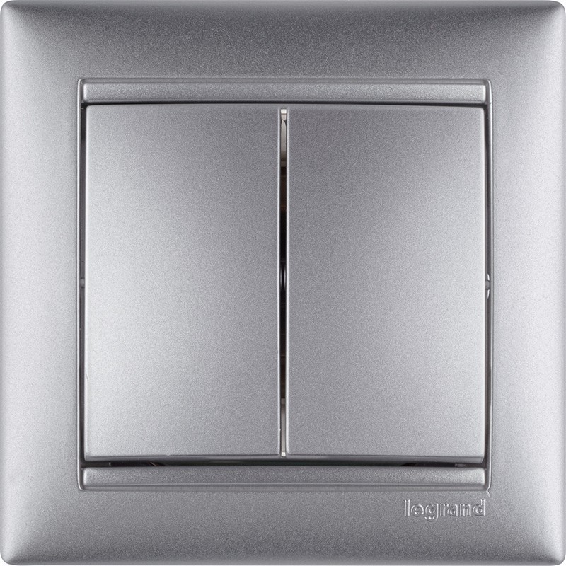 Выключатель Legrand Valena Алюминий 2-х клавишный 770105