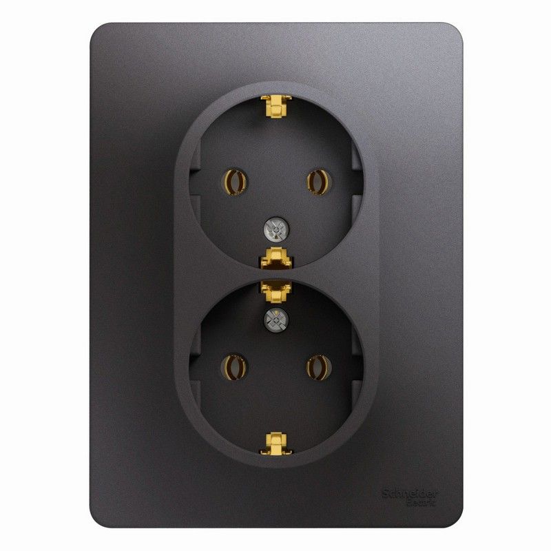 Glossa Графит Розетка Systeme Electric Glossa Графит 2-ая с-з (в сборе) GSL001324