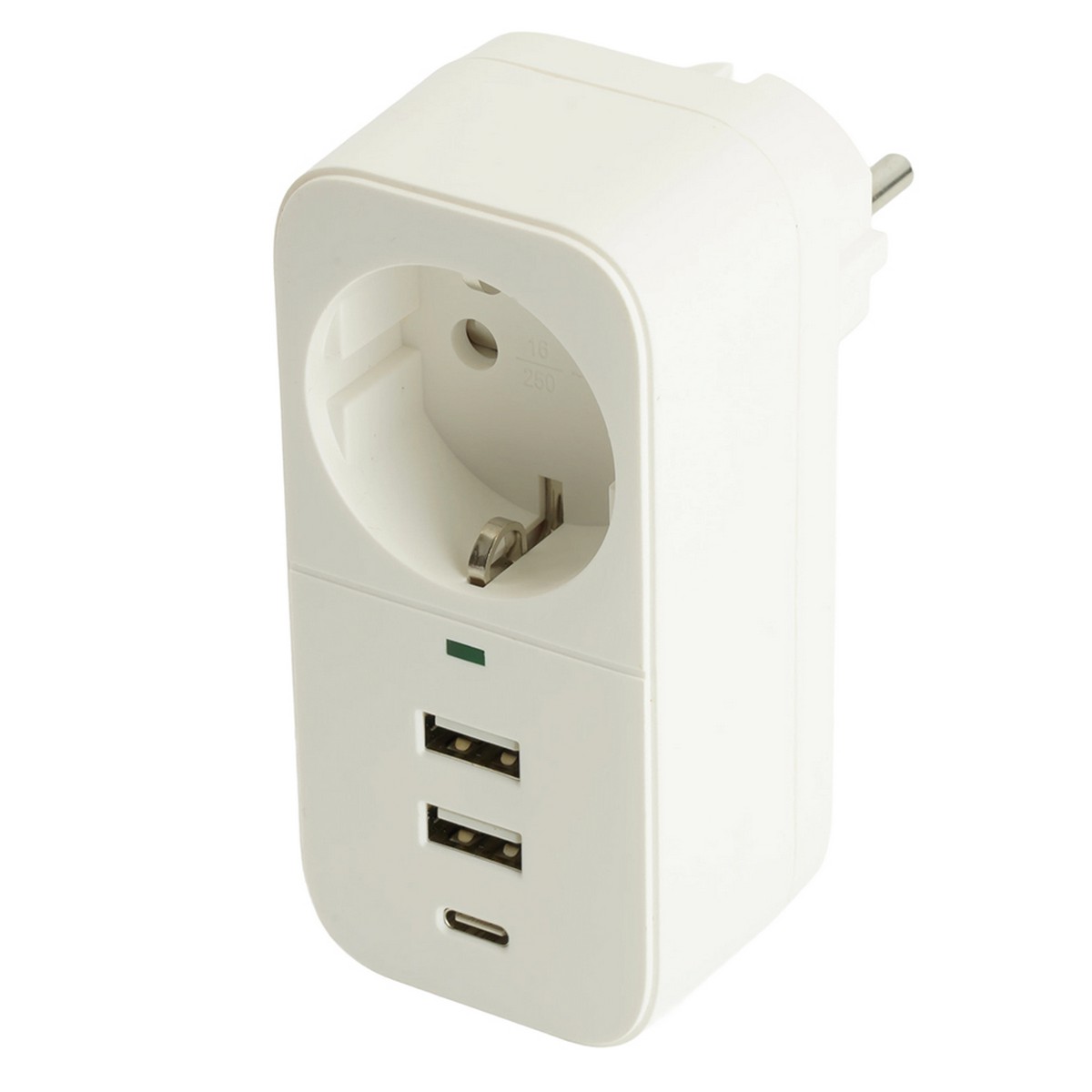 Сетевой фильтр 1-местный с/з STEKKER HM81-11-1 2USB+1Type-C Nova белый 50142